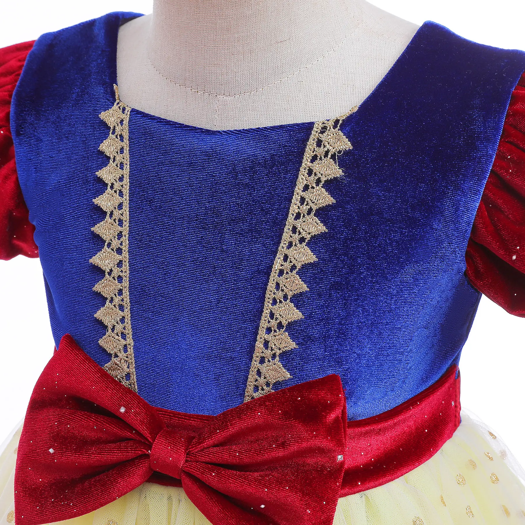 Girls Velvet Snow White Bubble Skirt Dress - Image 4