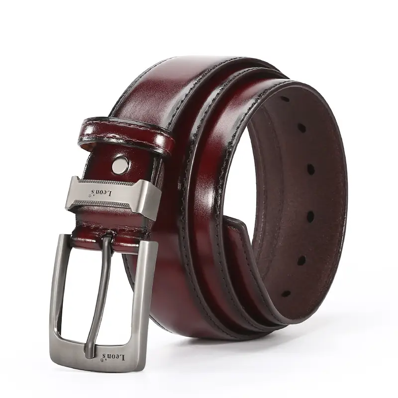 Men's Brown PU Leather Belt with Silver Buckle - Image 6