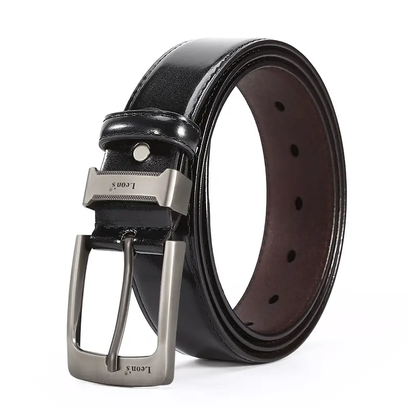 Men's Brown PU Leather Belt with Silver Buckle