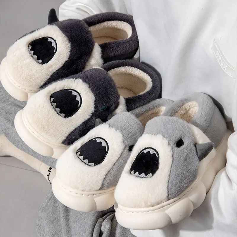Cute cartoon cotton slippers female winter home non-slip indoor plush warm and velvet thick bottom slip slippers male - Image 6