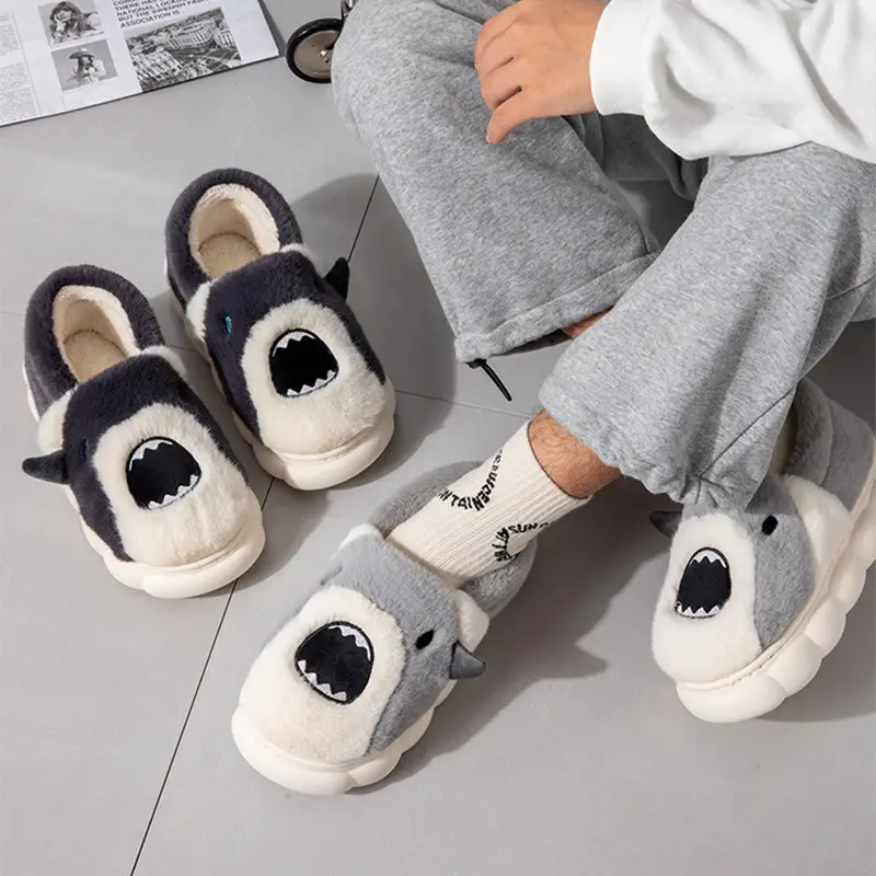 Cute cartoon cotton slippers female winter home non-slip indoor plush warm and velvet thick bottom slip slippers male - Image 7