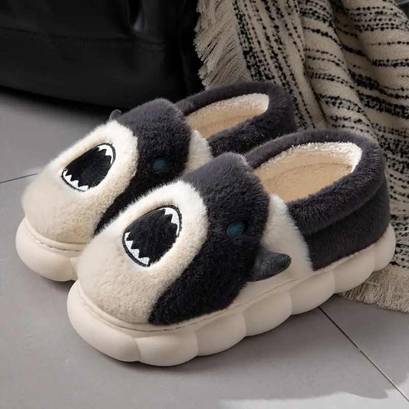 Cute cartoon cotton slippers female winter home non-slip indoor plush warm and velvet thick bottom slip slippers male - Image 2