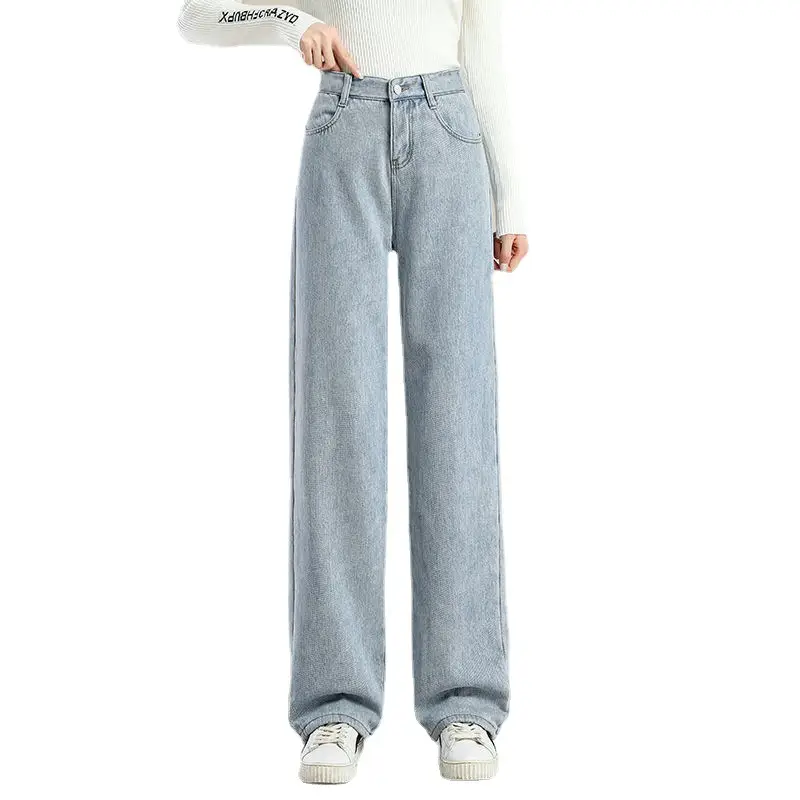 Warm Velvet-Lined Wide Leg Jeans Women - Image 15