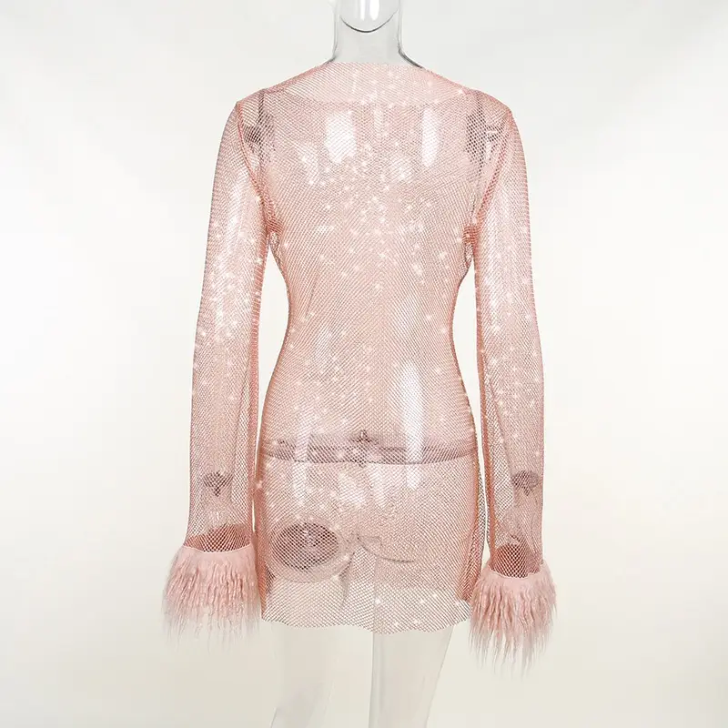 Sexy Women's Dress with Glitter Mesh Fur Embroidery — feature 15