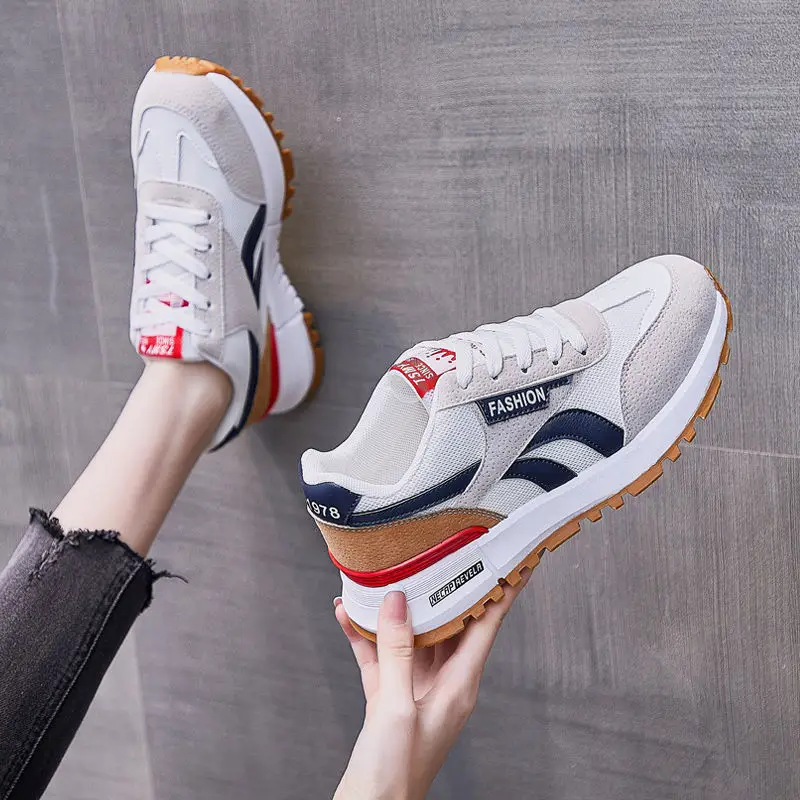 Forrest Gump Shoes for Women, Autumn Style, Versatile Soft-Soled White Shoes for Junior High School Students, Breathable Mesh Couple Style Casual Sports Shoes