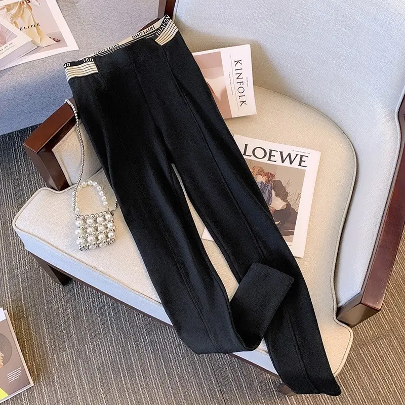 Black Velvet Leggings for Plus Size Women 2024 Winter - Image 3