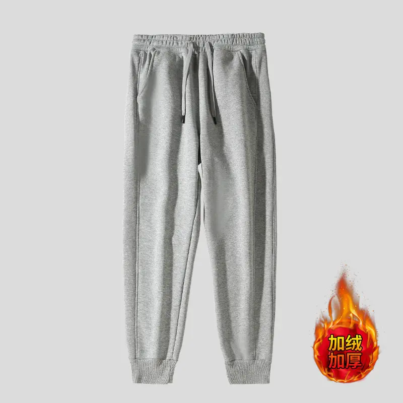 Men's Black Fleece Sweatpants Warm Thickened Casual Pants - Image 2