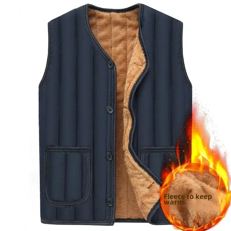 Middle-aged Fleece Warm Vest for Men Winter - Image 12