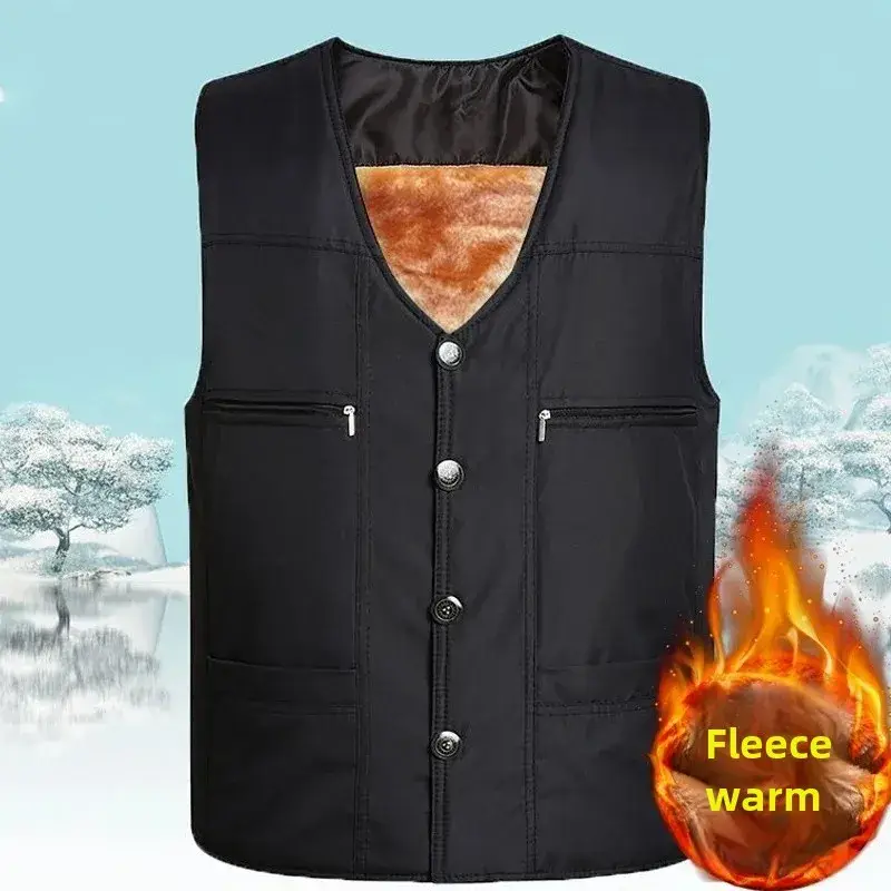 Middle-aged Fleece Warm Vest for Men Winter - Image 2