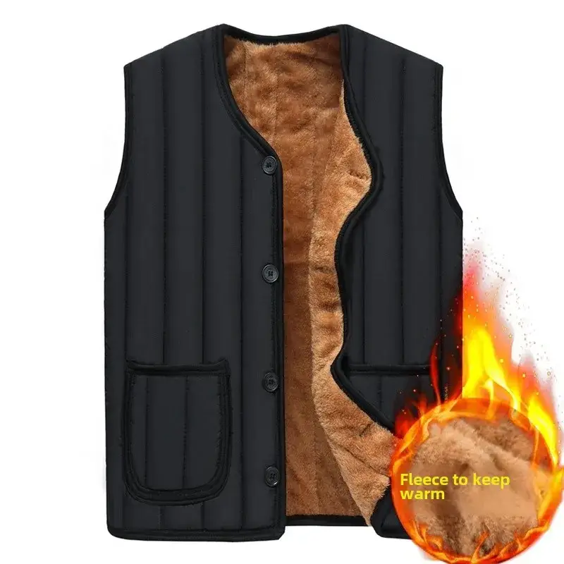 Middle-aged Fleece Warm Vest for Men Winter - Image 7