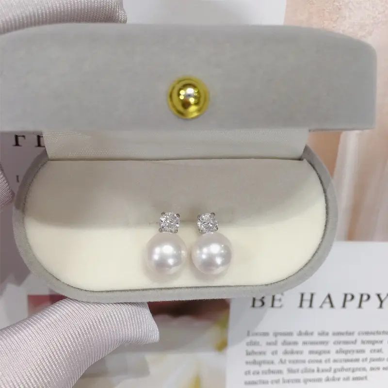 Natural Freshwater Pearl Earrings 9.5mm Large Point - Image 5