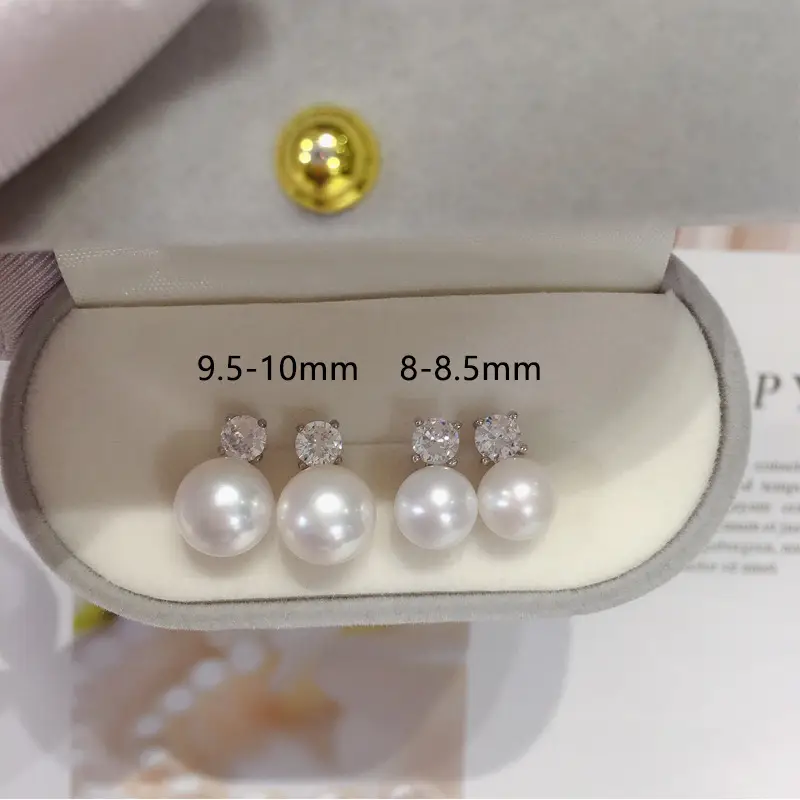 Natural Freshwater Pearl Earrings 9.5mm Large Point — feature 13