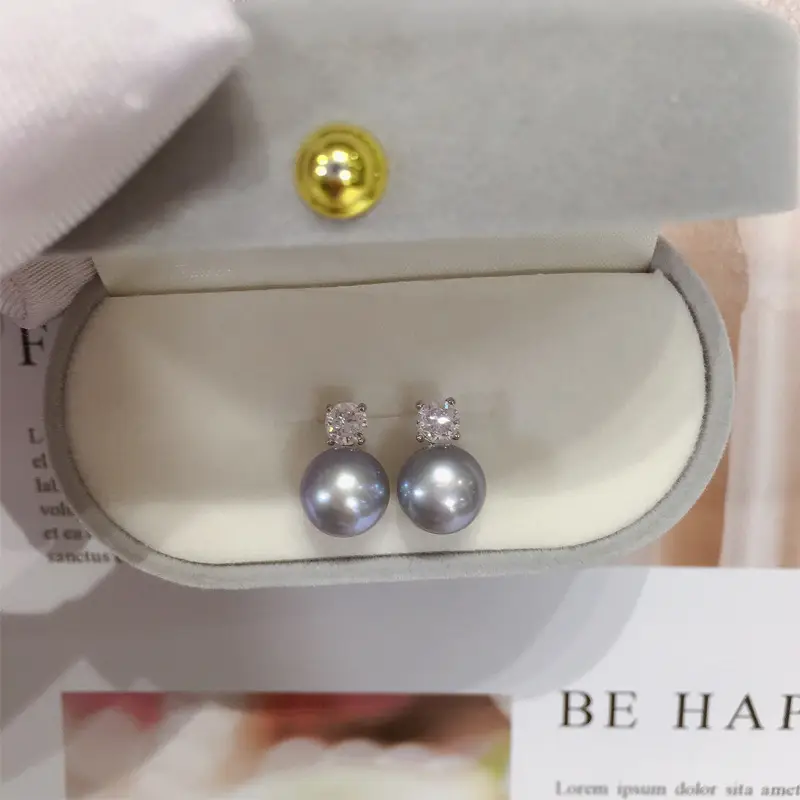 Natural Freshwater Pearl Earrings 9.5mm Large Point - Image 2