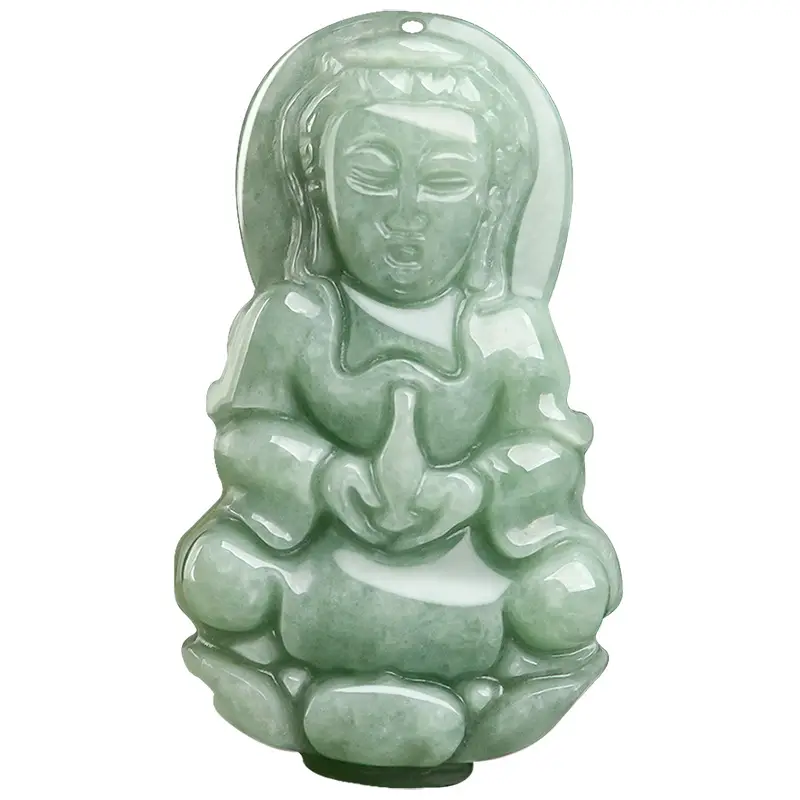 Natural Green Jade Guanyin Pendant for Men Women