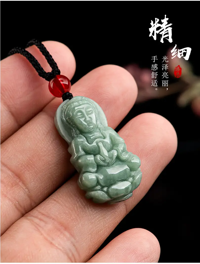 Natural Green Jade Guanyin Pendant for Men Women — feature 7