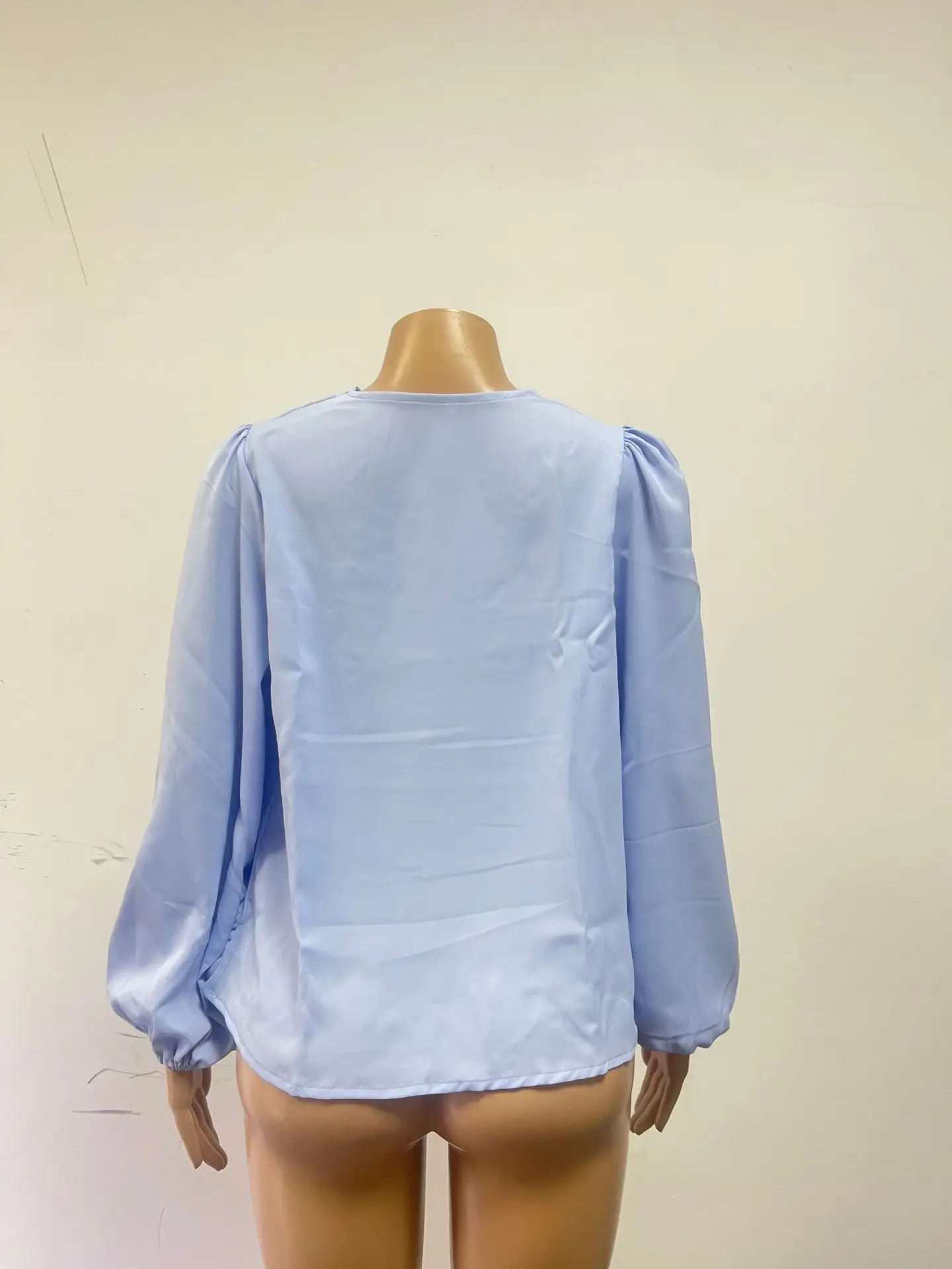 White Chiffon Long Sleeve V-Neck Top for Women — feature 26