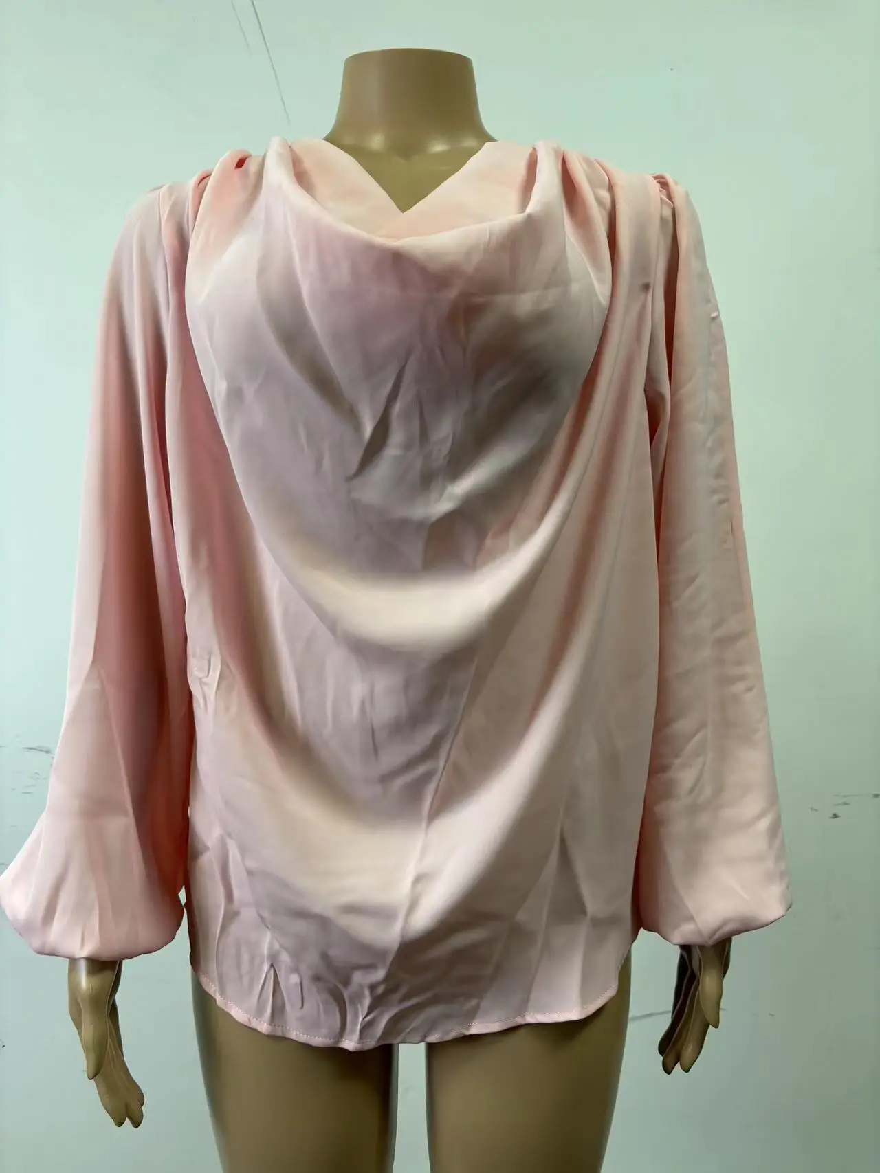 White Chiffon Long Sleeve V-Neck Top for Women — feature 27