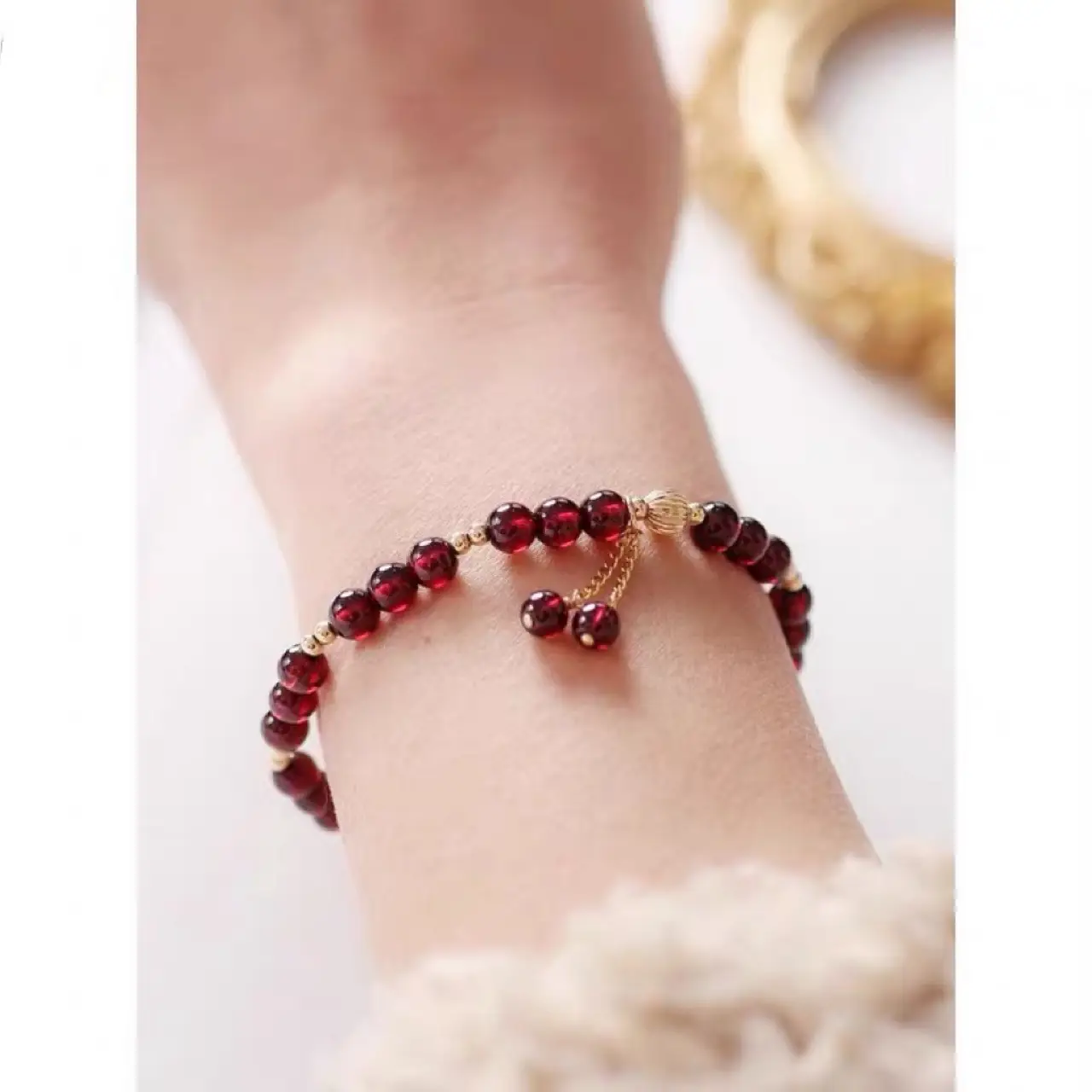 Natural Crystal Red Garnet Bracelet for Women - Image 3