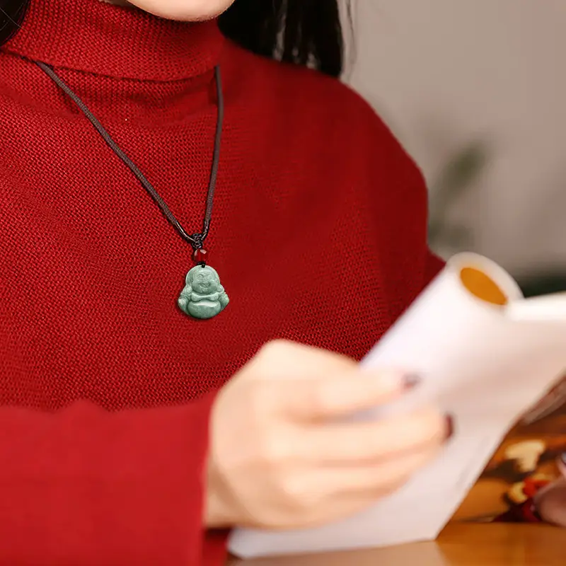 Natural Jade Buddha Pendant Necklace for Men Women