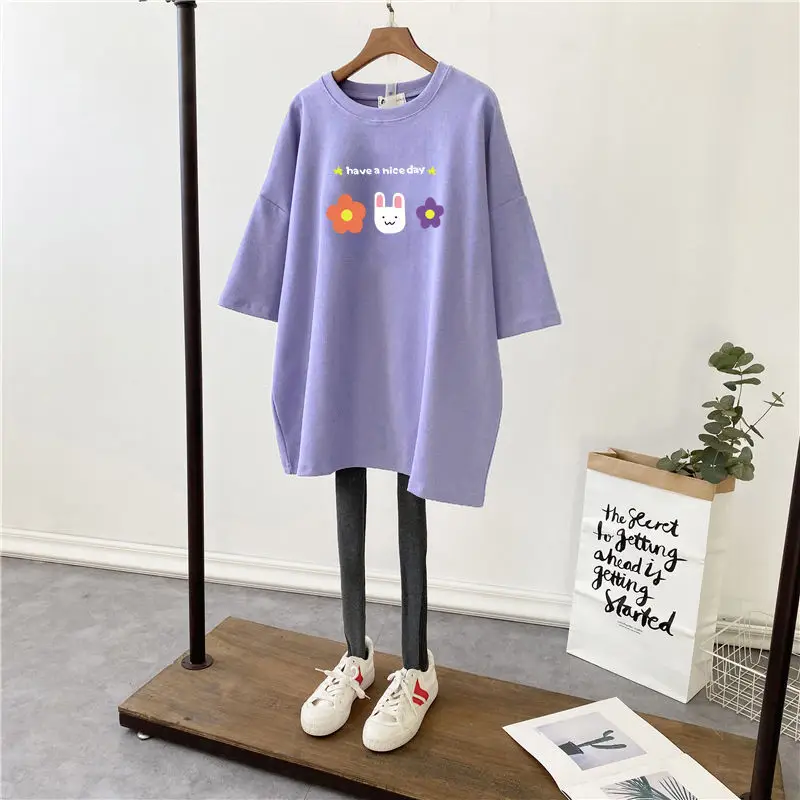 Pregnant Women T-Shirt Loose Fit Black 2022 - Image 16