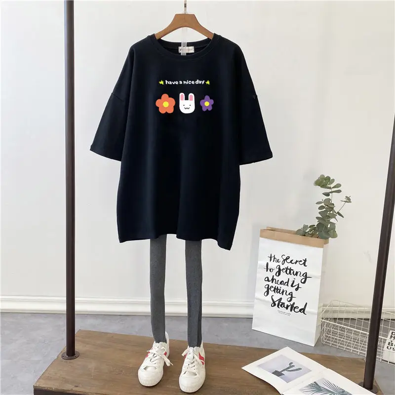 Pregnant Women T-Shirt Loose Fit Black 2022 - Image 17
