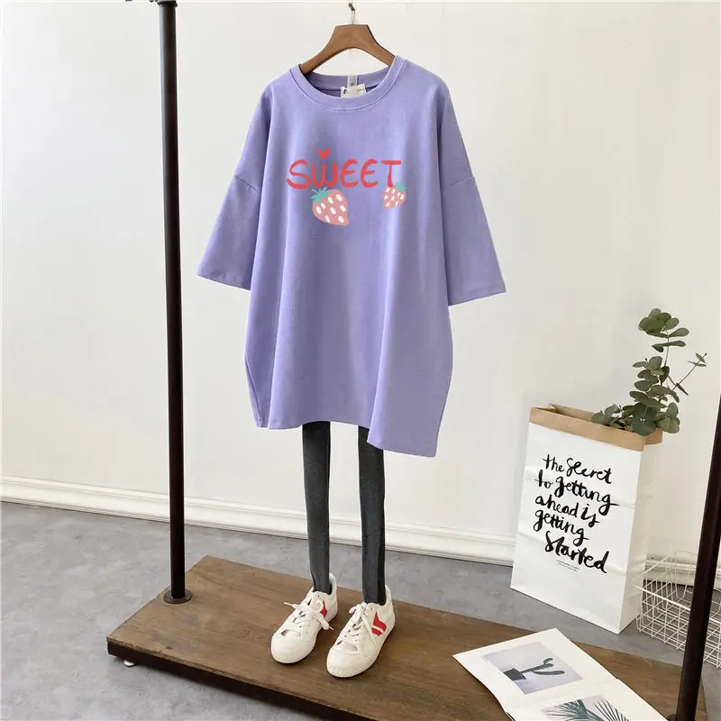 Pregnant Women T-Shirt Loose Fit Black 2022 - Image 6