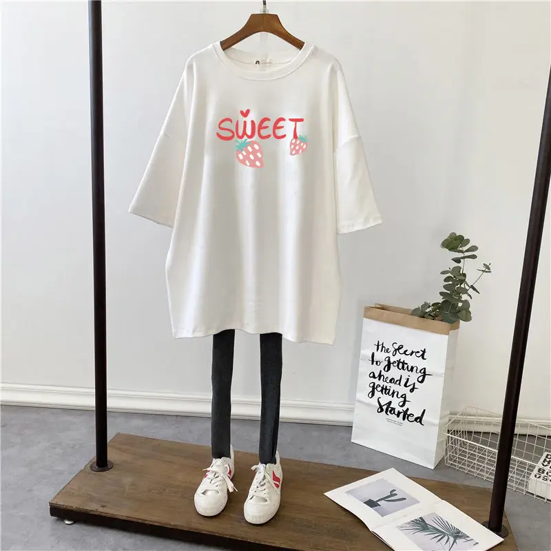 Pregnant Women T-Shirt Loose Fit Black 2022 - Image 8
