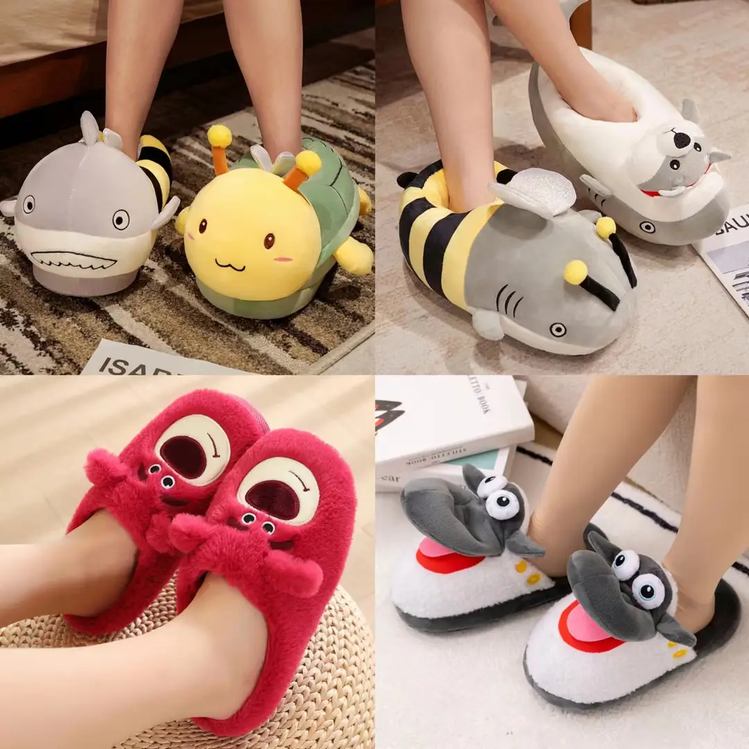 Creative Strawberry Bear Cotton Shoes Fun Turtle Honey Kuso Home Cotton Slippers Indoor Warm Thickened Slippers Couple Winter - Image 11