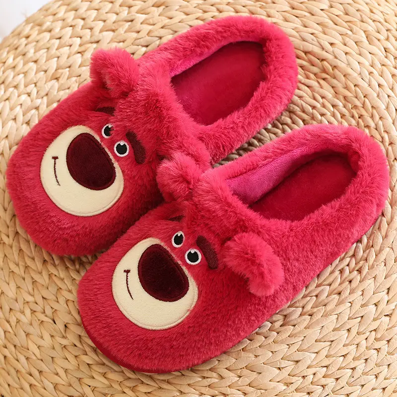 Creative Strawberry Bear Cotton Shoes Fun Turtle Honey Kuso Home Cotton Slippers Indoor Warm Thickened Slippers Couple Winter - Image 4