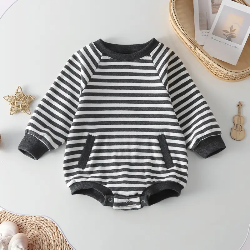Baby Striped Long Sleeve Outfit for Boys Girls Spring Autumn - Image 4