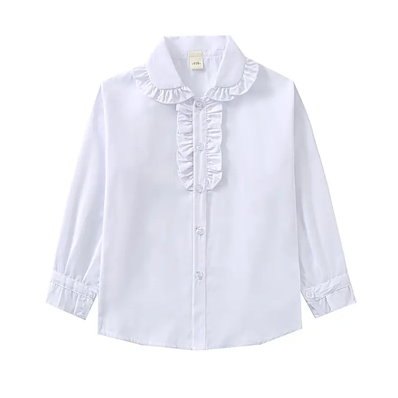 White Ruffled Collar School Shirt for Girls - Image 5