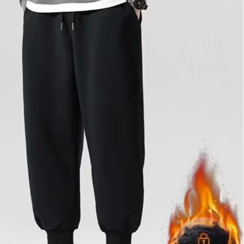 Men Black Leg-Tied Sweatpants with Rope Detail