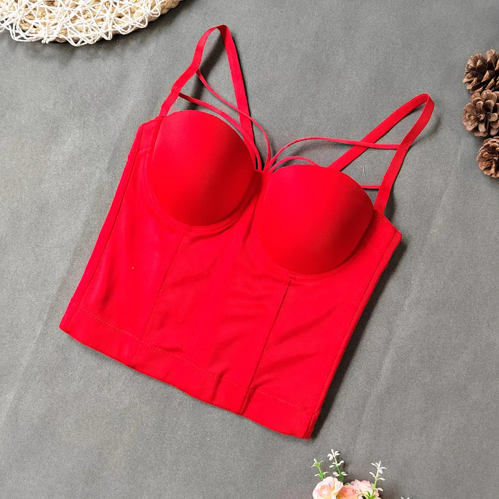 Red Fishbone Bra Top Vest for Women — feature 11