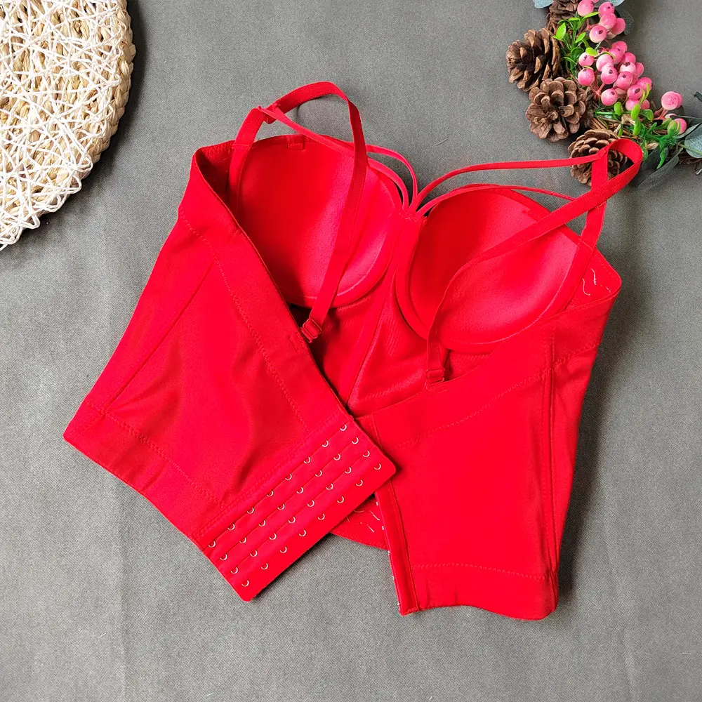 Red Fishbone Bra Top Vest for Women — feature 12