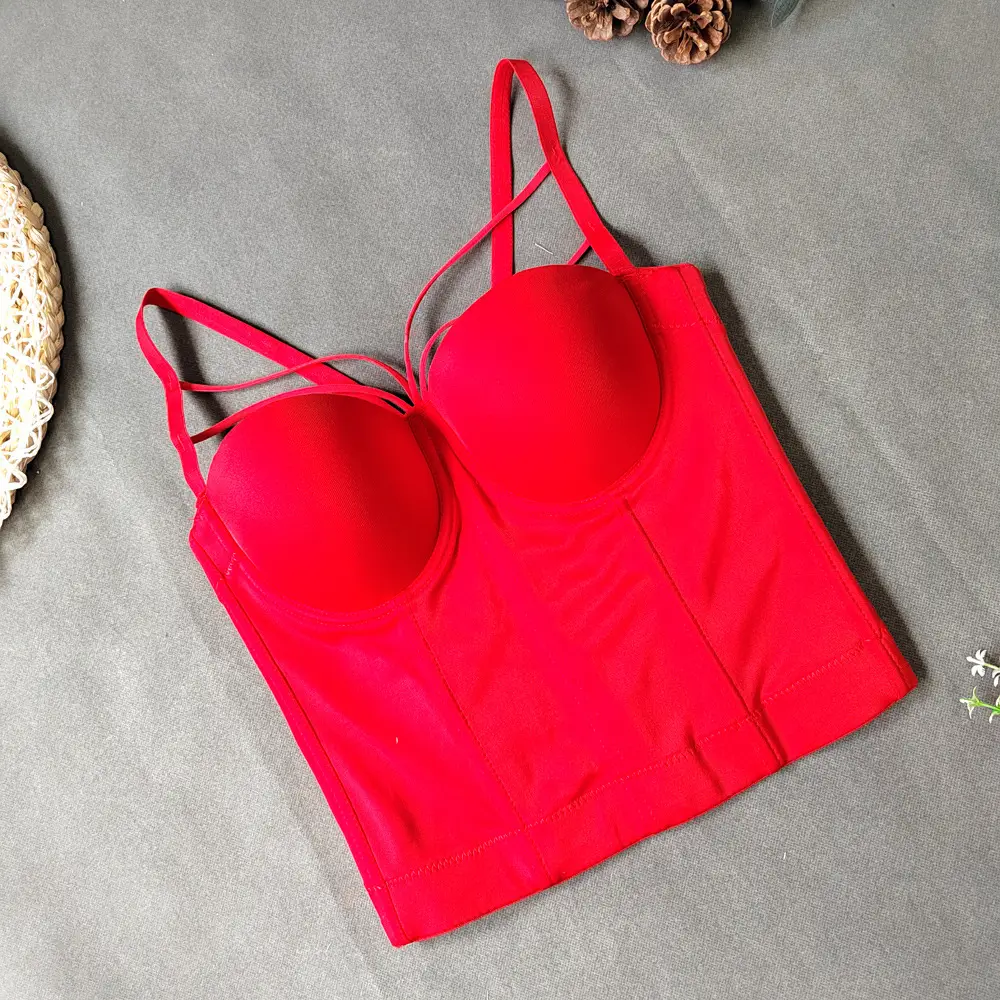 Red Fishbone Bra Top Vest for Women — feature 4