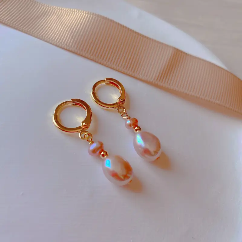 Natural Pearl Earrings for Women Gold Plated - Image 3
