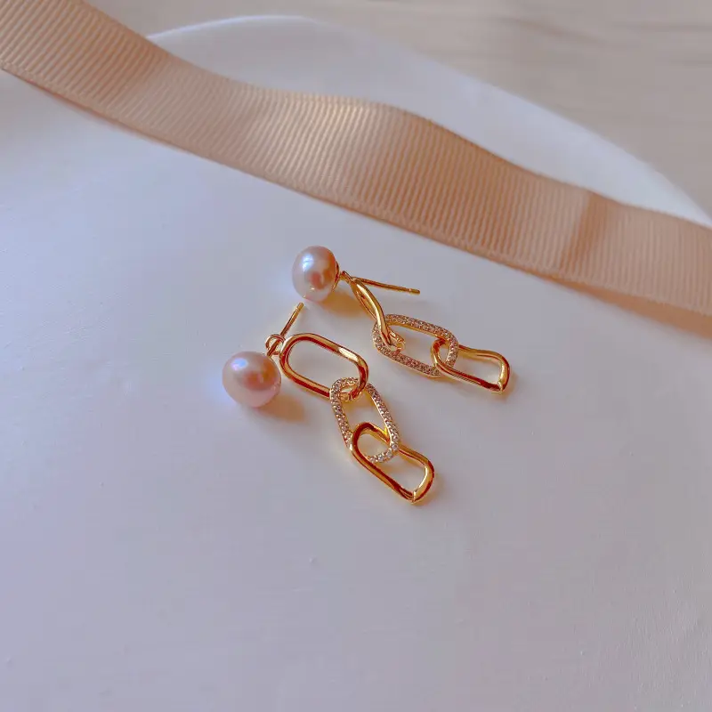 Natural Pearl Earrings for Women Gold Plated - Image 6