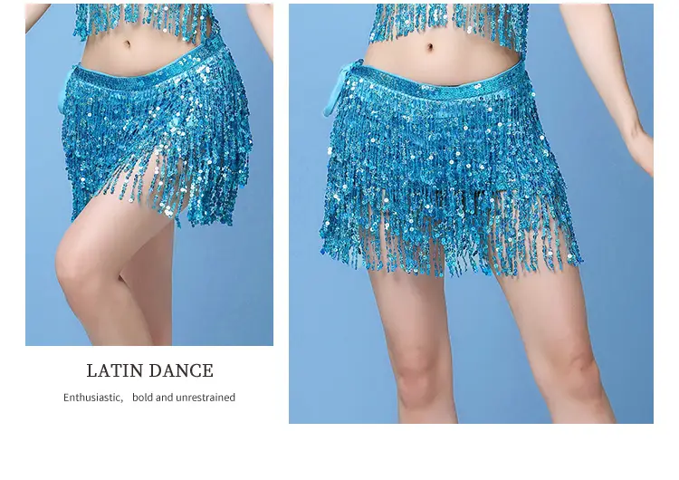 Black Sequined Belly Dance Waist Scarf 3 Layers — feature 23