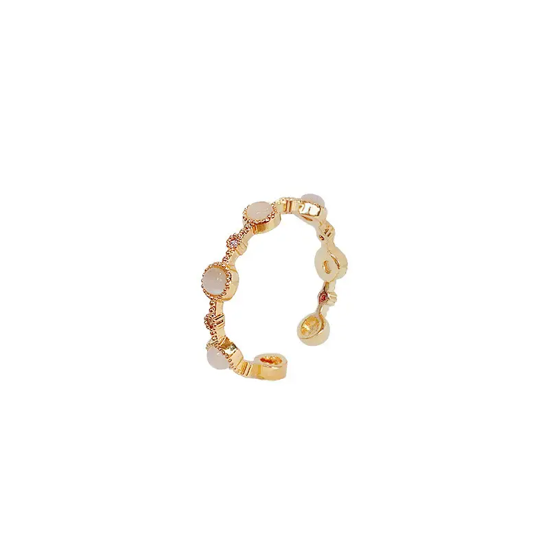 Korean Accessible Luxury Zircon Pearl Bow Rings Set