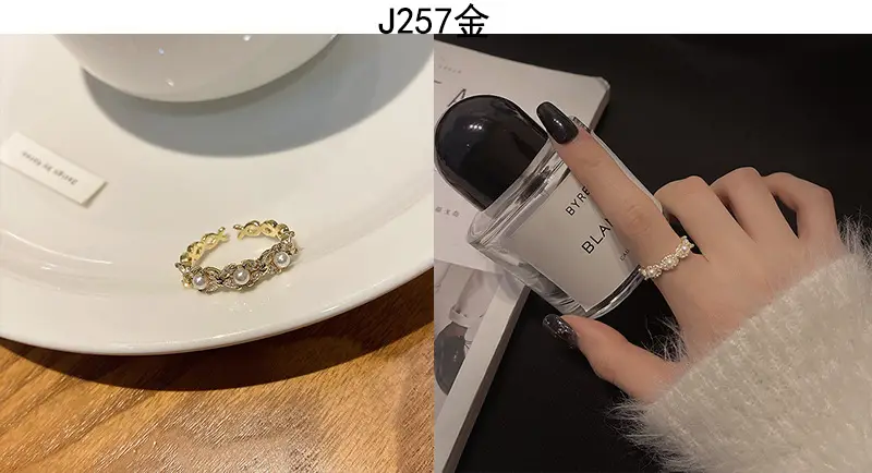 Korean Accessible Luxury Zircon Pearl Bow Rings Set — feature 13