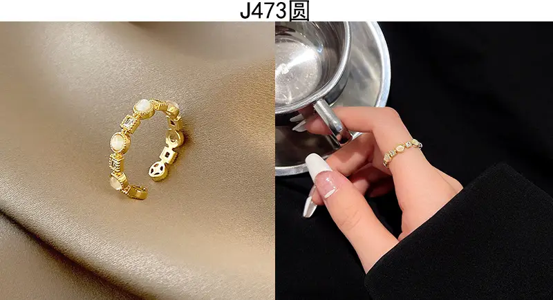 Korean Accessible Luxury Zircon Pearl Bow Rings Set — feature 18