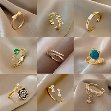Korean Accessible Luxury Zircon Pearl Bow Rings Set — feature 4