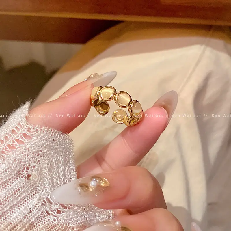 Korean Accessible Luxury Zircon Pearl Bow Rings Set