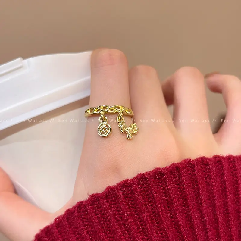 Korean Accessible Luxury Zircon Pearl Bow Rings Set