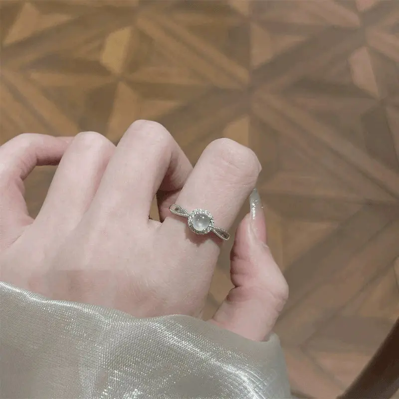 Korean Accessible Luxury Zircon Pearl Bow Rings Set