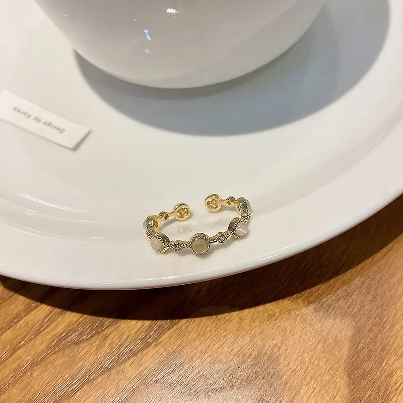 Korean Accessible Luxury Zircon Pearl Bow Rings Set