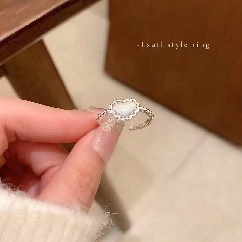 Korean Accessible Luxury Zircon Pearl Bow Rings Set