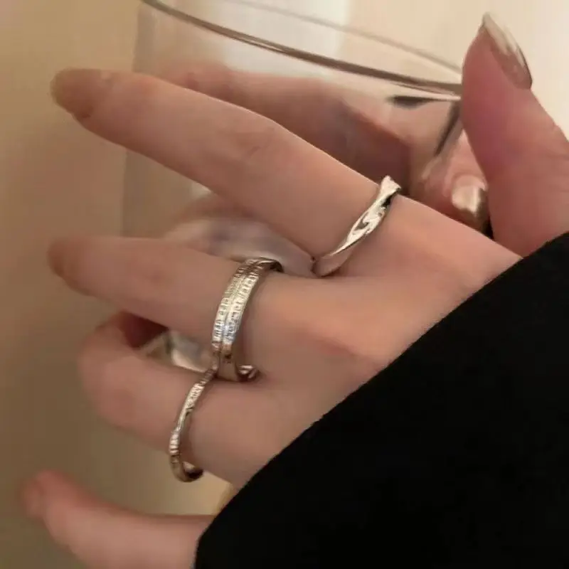 Korean Accessible Luxury Zircon Pearl Bow Rings Set