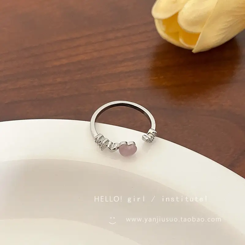Korean Accessible Luxury Zircon Pearl Bow Rings Set