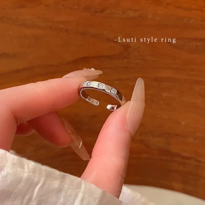 Korean Accessible Luxury Zircon Pearl Bow Rings Set